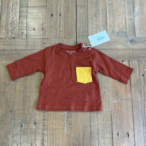 Wild Wawa rust long sleeve pocket tee nwt